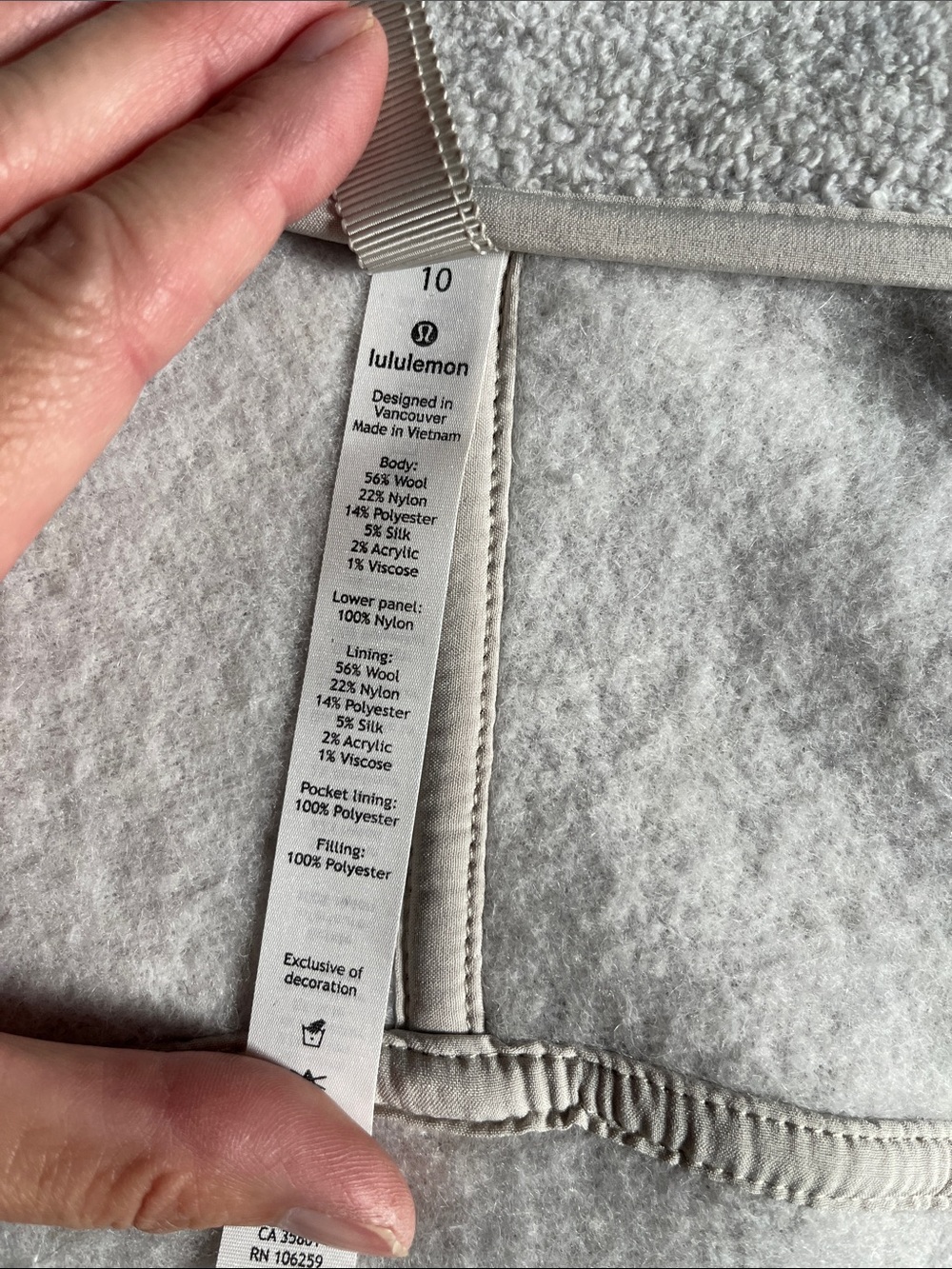 LULULEMON 10 Heathered Ceramic Show Me The Sherpa Jacket Pile Wool Quilted - Picture 10 of 15